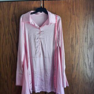 NEW ! Layner Women Pure Linen Bouse Loose Wild Pink Sz M